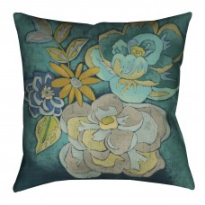 LauralHome Teal Bouquet I Outdoor Throw Pillow LAOM1382